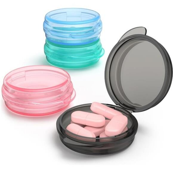Portable Travel Pill Box Set of 4 Small Daily Medicine Organizer for Purse Pocke - Picture 1 of 7